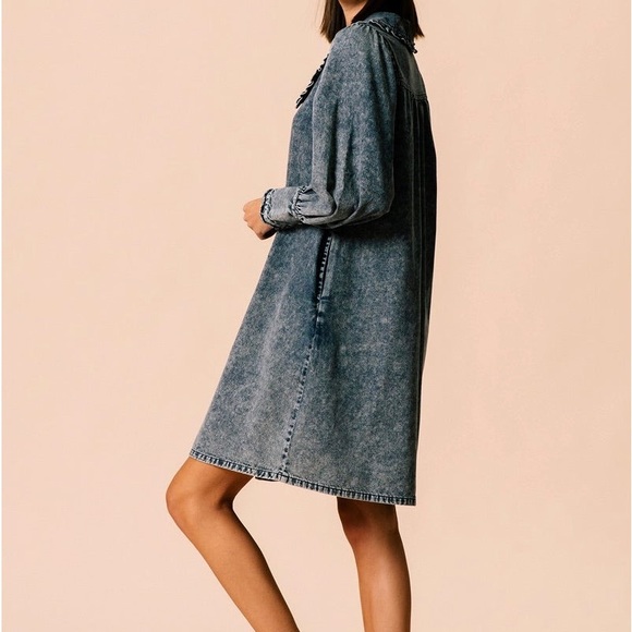 Peter Pan Collar Dress in Denim - Picture 4 of 4
